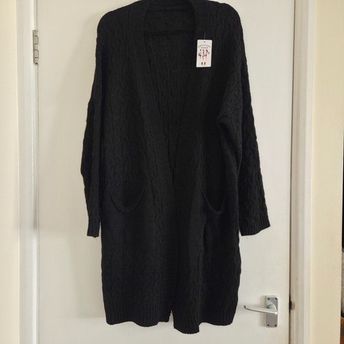 New longline black cardigan - new,