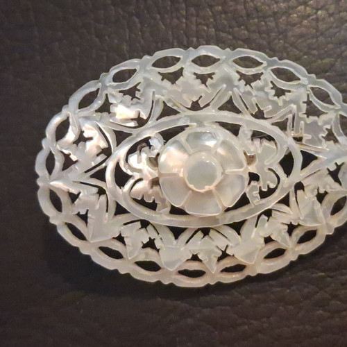 Oval carved mother pearl - oval, mother-of-pearl