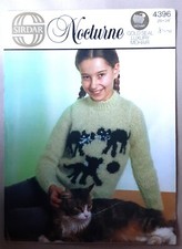 Original Sirdar Mohair Childs  Black Cat Sweater Knitting Pattern 4396