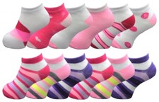 Girls Trainer Ankle Socks Childrens Shoe Liners Sports Funky Designs 6 Pairs