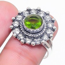 Green Peridot Gemstone Handmade 925 Sterling Silver All Size Ring For Gift