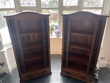 Solid Mahogany Simple Bookcase x 2 | Bookshelf | 3 Shelves |