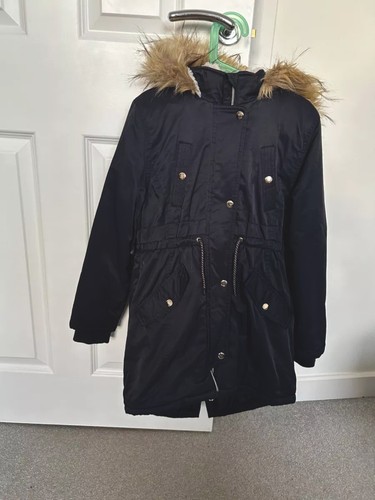 Girls navy parka - girls, coat