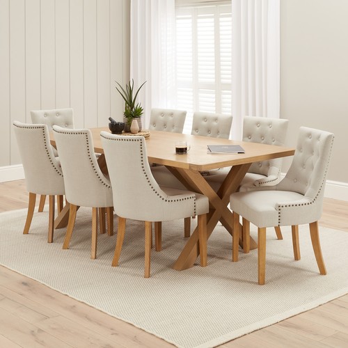 Dining table set natural - set, 8