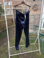 Funky blue sequin trousers