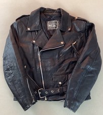 Vintage Leather Biker Jacket Motorcycle Jacket Black Cowhide Size 44