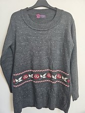 Sarah Dunnway Jumper Knitted Floral Top Longline Size M