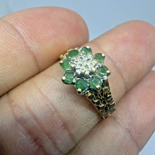 Antique 9ct gold emerald - gold, &