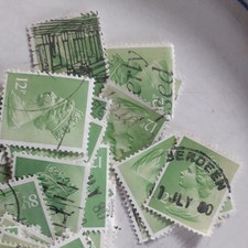 200 x  12p GB Stamps - Light Green - Used Franked - Off Paper