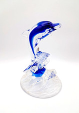 Vintage  Blue Glass Dolphin