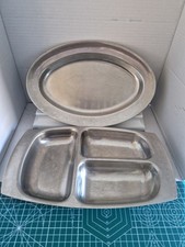 Vintage Old Hall Stainless Steel Serving / Snack Trays x2.