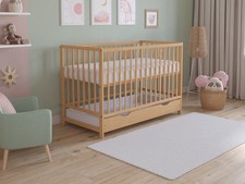 Classic Baby Cot Bed 120x60cm with  Drawer & Microfiber Quilted  Foam Mattress