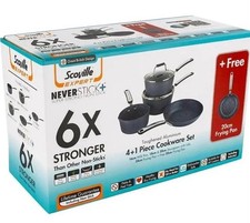 SCOVILLE Expert Never Stick 4+1 Piece Cookware Set 6X Stronger Non Stick Grey
