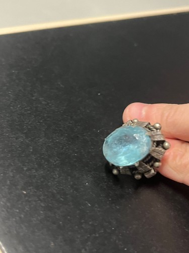 Vintage ring with large - , blue