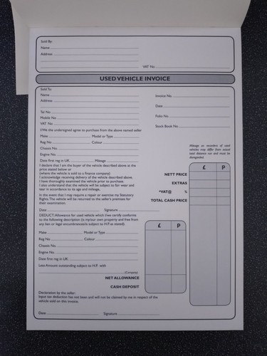 Car van sales invoice pad - car/van,