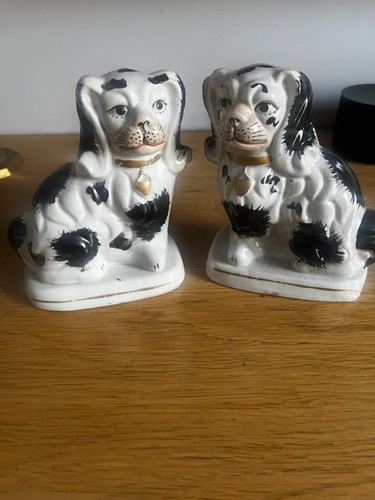 Vintage pair mantle dogs - vintage,