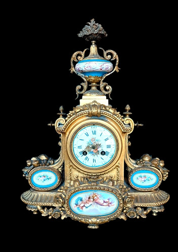 Antique table clock bronze and - antique,
