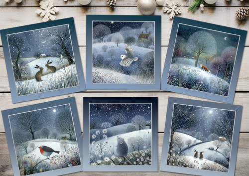 Folk art style christmas snowy - folk,