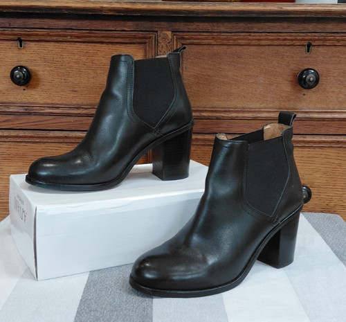 Office black leather ankle - black,