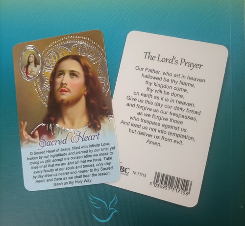 Laminated prayer card sacred - card, -sacred