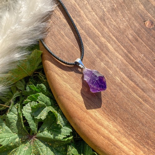 Raw amethyst point pendant - raw,