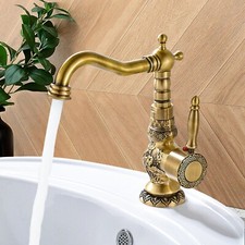 Antique Brass Bathroom Sink Mixer Tap Single Lever Mono Basin Vanity Taps Faucet