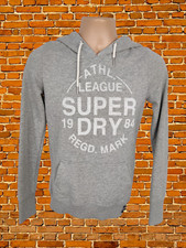 SUPERDRY GREY SWEATSHIRT HOODIE XS XSMALL COTTON MENS PULLOVER JUMPER CASUAL TOP