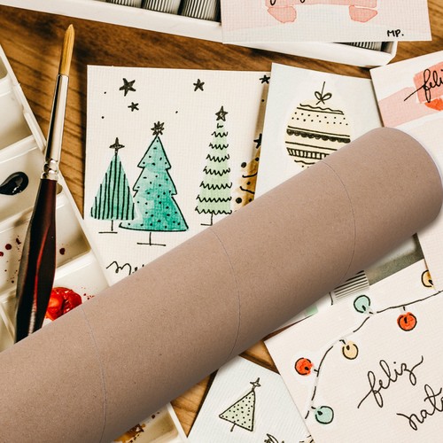 4pcs khaki paper tubes - paper,