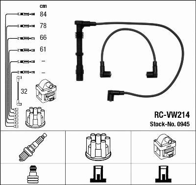 Ignition cable kit fits - kit, fits: