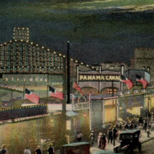 Coney Island NY Surf Avenue Panama Canal Slide Amusement Rides Postcard