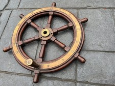 Vintage Quality Wooden Ships Wheel Boat Yacht Sailing Original Brass Derby