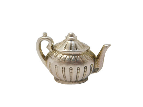 Sterling silver teapot charm - teapot,