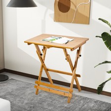 Folding Side Table Bamboo Wood