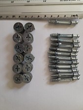 12 FURNITURE 15MM CAM LOCK FIXINGS & 34MM DOWELS FOR FLAT PACK IKEA PAX