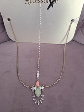 Monsoon gold tone Forehead Jewellery Hair chain with rinestone,coral & mint BNWT