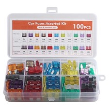 100x Car Fuses Assorted Kit Van Bike Auto Mini & Standard Blade Fuses Set 2A-40A