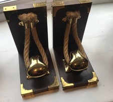 Vintage Brass Rope & Wood Nautical Boat Decor Pair Of Bookends Gift