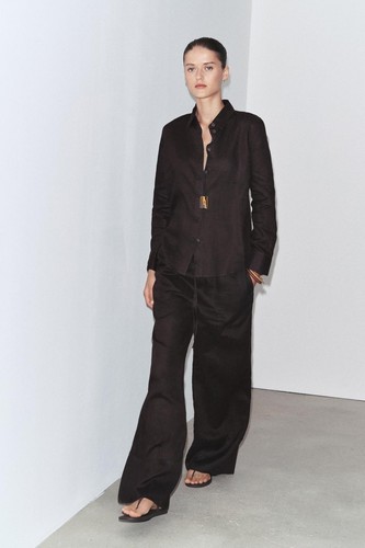 Zara 100 linen - zara, brown
