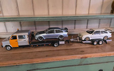DISPLAY RECOVERY TRANSIT MK2 RARE 1:18 WITH TRAILER  & 2 X FORD SIERRA COSWORTHS