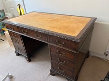 Grand old-fashioned wooden desk, good condition, 9 drawers with lock.   