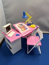 Rare Vintage Sindy Doll Art Desk With Accessories Chair Hasbro Pedigree