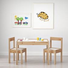 IKEA LATT Children's Small Table and 2 Chairs Wooden Pine Kids Furniture Set New