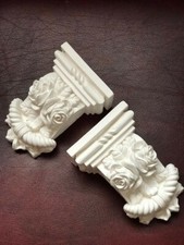 2X Plaster Corbels Pair Floral Roses Style Decorative Height 140mm