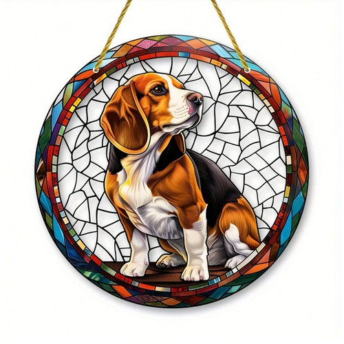 Beagle dog suncatcher stain - dog,