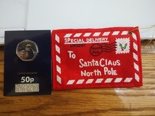 2021 UK Brilliant Uncirculated Snowman 50p Coin. Change Checker Card Santa Claus