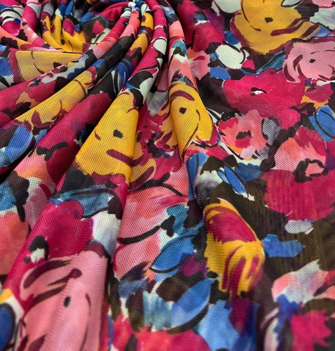 Multi coloured floral - floral, mesh