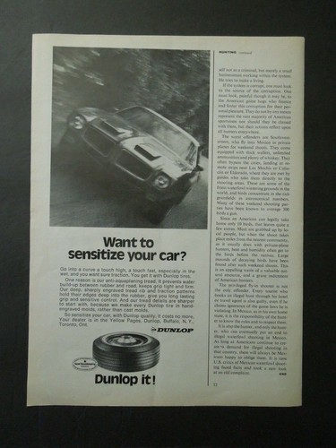1972 dunlop tires magazine - tires, ad