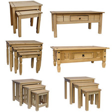 Corona Panama Coffee Nest of 2 3 Tables MDF Mexican Solid Waxed Pine Furniture