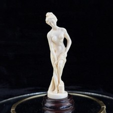 Classical Nude Female Figurine gift Venus Style Sculpture on Wood Base Resin