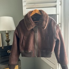 Zara Brown Faux Fur Bomber , Cropped , Size XL , 2025 , Unworn